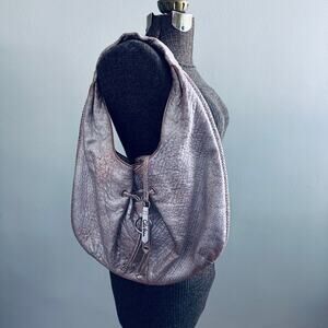 Cole Haan distressed platinum gold leather hobo